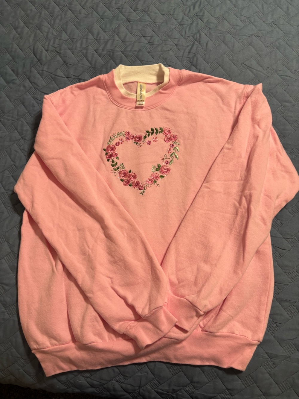 Womens Pink Floral Heart Sweatshirt - Unbranded